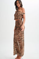 Ensemble robe à épaule asymétrique imprimé léopard