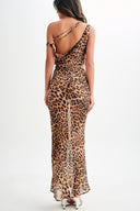Ensemble robe à épaule asymétrique imprimé léopard