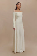 Knit Off Shoulder Maxi Dress - Ivory