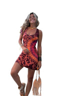 Robe mini à bretelles et taille haute