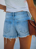 Slim-fit revnede alsidige denimshorts
