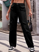 Pantaloni cargo din denim utilitari cu buzunare multiple