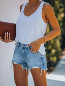 Slim-fit revnede alsidige denimshorts