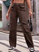 Pantaloni cargo din denim utilitari cu buzunare multiple