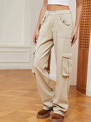 Pantalon cargo en jean à taille élastique rétro