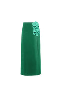 Costume da bagno verde 3D floreale senza spalline