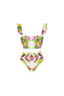 Bikini-Set mit hohem Bund und Blumenprint