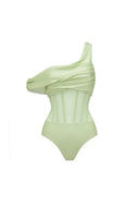 Conjunto de traje de baño estilo vintage en verde manzana