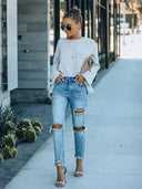 Streetstyle Jeans mit Rissen, Slim-Fit und knöchellang