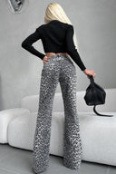 Leopar Yüksek Bel Kot Pantolon
