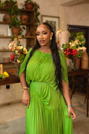 Ruched Waist Relaxed Batwing Sleeve Maxi Dress