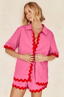 Set Cardigan Semplice con Cuciture Ondulate