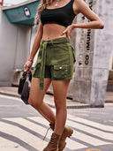 Jeans-Cargo-Shorts mit Gürtel