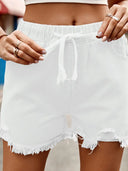 Høj talje elastiske denimshorts