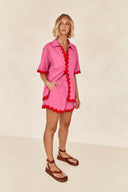 Set Cardigan Semplice con Cuciture Ondulate