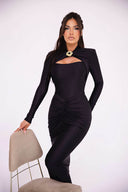 Langærmet Slank Bodycon Fest Midi Kjole