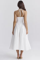 Robe midi dos nu en coton blanc