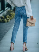 Streetstyle Jeans mit Rissen, Slim-Fit und knöchellang