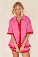 Set Cardigan Semplice con Cuciture Ondulate