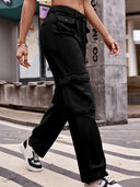 Pantaloni cargo din denim utilitari cu buzunare multiple