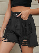 Fransede vaskede denimshorts