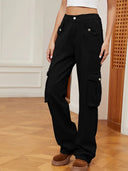 Pantalon cargo en jean à taille élastique rétro