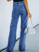 Washed Split-Hem Denim Pants