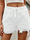 Høj talje elastiske denimshorts
