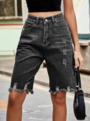 Szorty dżinsowe z postrzępionym wykończeniem
