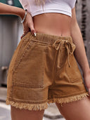Shorts di jeans a vita alta con coulisse