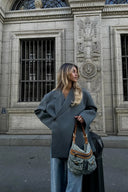 Oversized blazer met zijsplit in staalblauw
