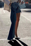 Jeans-Minirock mit 3D-Rosen