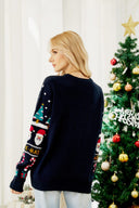 Rundhalsausschnitt Locker sitzender Weihnachtlicher Strickpullover