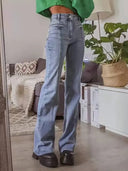 Retro Orta Bel İspanyol Paça Kot Pantolon