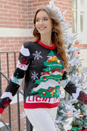 Tegneserie broderet strik sweater