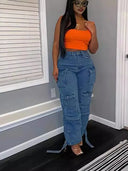 Trendy denim med flere lommer