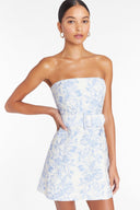 Rochie mini Indie albastru deschis cu imprimeu