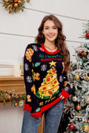 Casual crewneck broderet juletræ sweater
