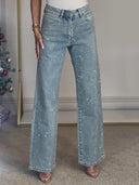 Höga midjan Diamanté Raka Jeans