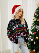Rundhalsausschnitt Paillettenpullover – Schneemann & Weihnachtsbaum