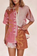 Bright Sun loszittend bedrukte vakantie overhemd en korte broek set