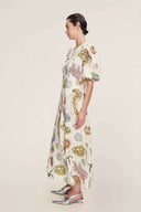 Kleid mit Graffiti-Print und Puffärmeln