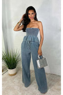 Stijlvolle denim tweedelige set