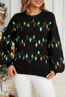 Pull décontracté à col rond en maille brodée – Ficelle colorée
