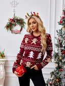 Lässiger Rundhalsausschnitt Bestickter Pullover – Lebkuchenmann