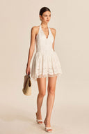 Vestido Mini Branco Sexy em Renda Pura