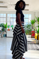 Layered Striped High-Waist Skirt