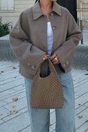 Revers Einfarbiger Cardigan