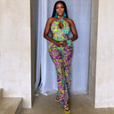 Mono halter con estampado tropical Dopamine