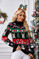 Høj hals jule snemand broderi sweater